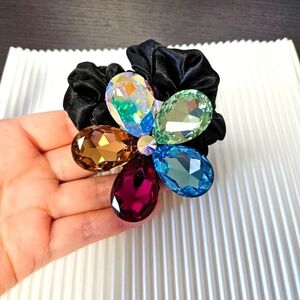 Giant Swarovski Crystal Flower Hair Scrunchy